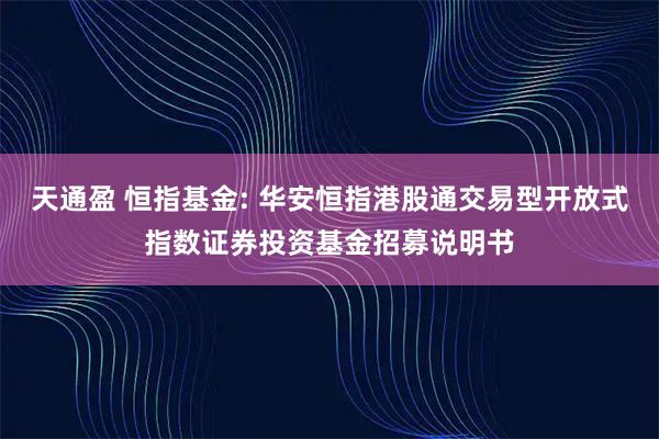 天通盈 恒指基金: 华安恒指港股通交易型开放式指数证券投资基金招募说明书