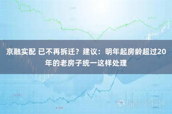 京融实配 已不再拆迁？建议：明年起房龄超过20年的老房子统一这样处理